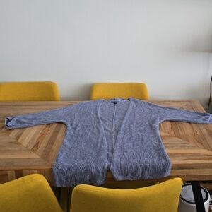 Eileen Fisher Organic Linen Heathered Light Gray Open Cardigan Size PS